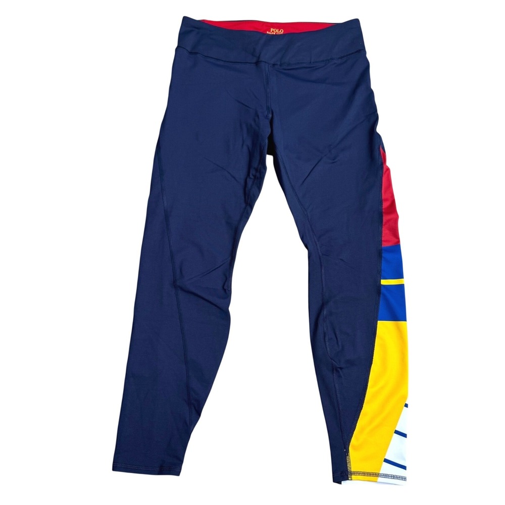 Polo Ralph Lauren Navy Colorblock Leggings Women Medium Nautical Coastal Preppy
